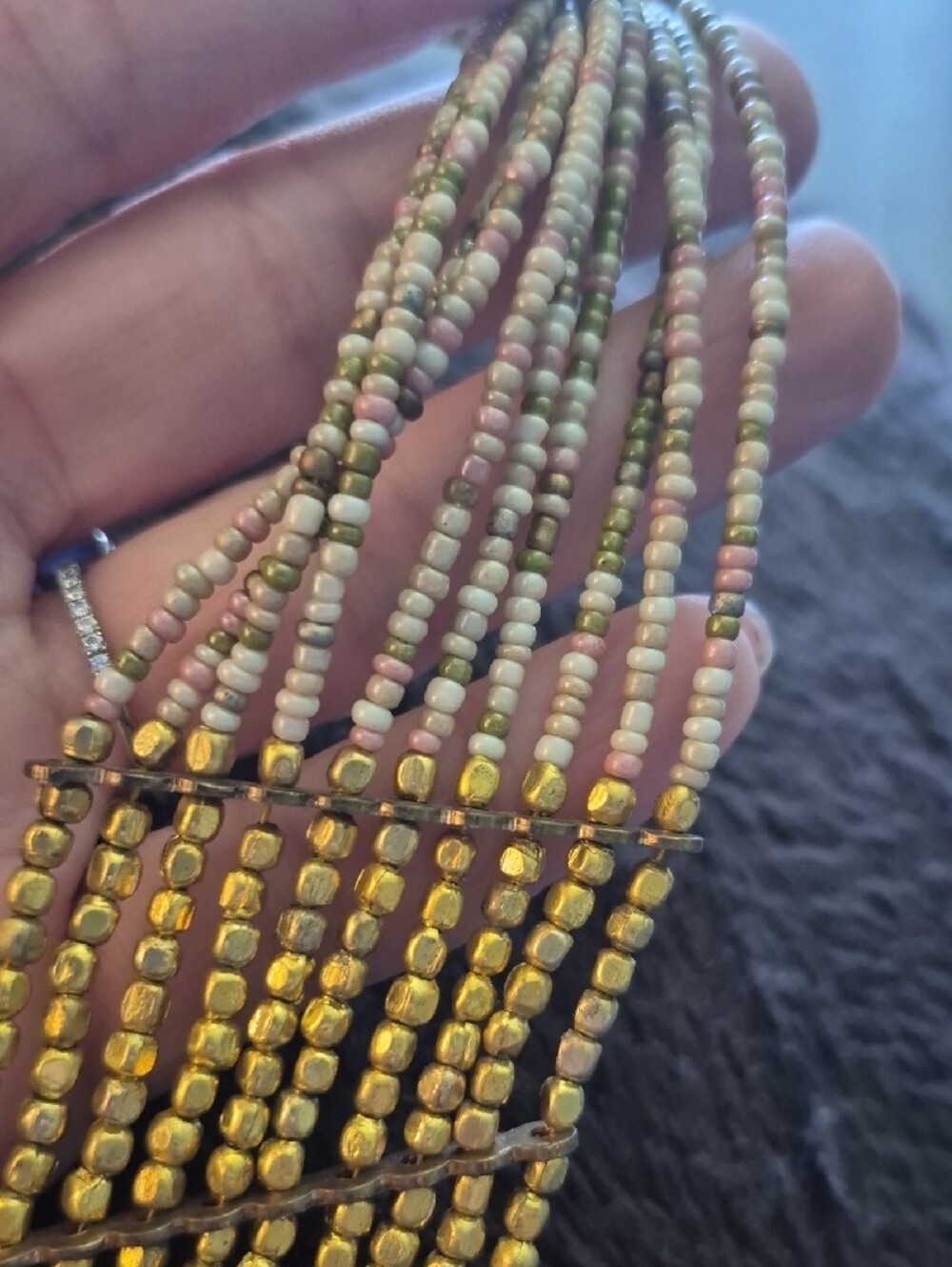 Catherines Gold Multi-Strand Beaded Bib Collar Necklace - Picture 7 of 7